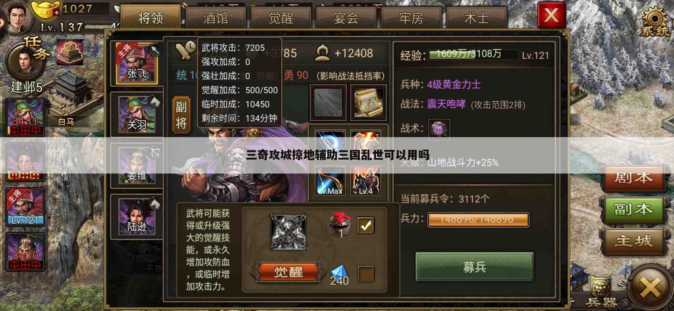 三奇攻城掠地辅助三国乱世可以用吗