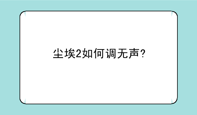 尘埃2如何调无声?