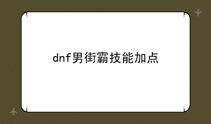 dnf男街霸技能加点