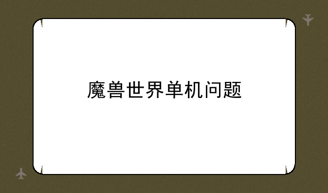 魔兽世界单机问题