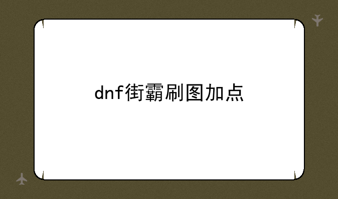 dnf街霸刷图加点