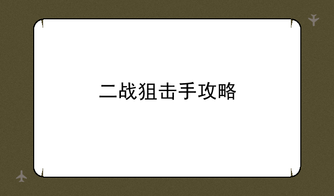 二战狙击手攻略