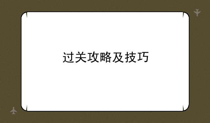 过关攻略及技巧