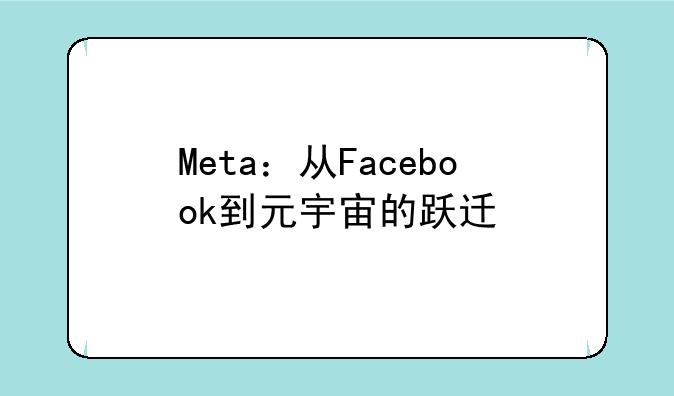 Meta：从Facebook到元宇宙的跃迁