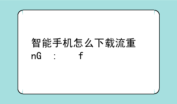 智能手机怎么下载流量监