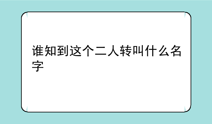 谁知到这个二人转叫什么