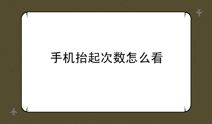 手机抬起次数怎么看