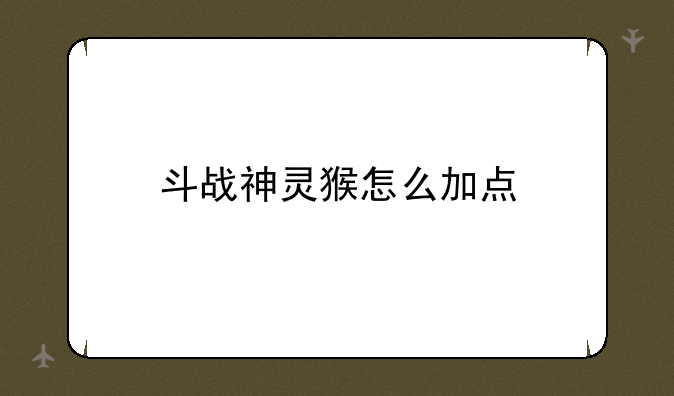 斗战神灵猴怎么加点
