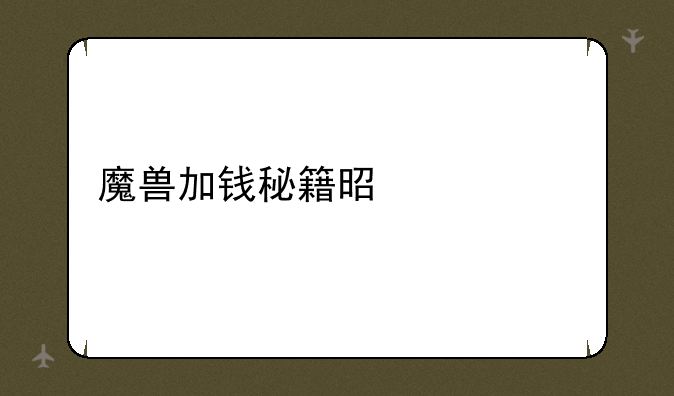 魔兽加钱秘籍是什么