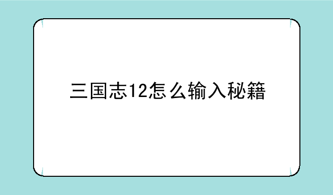 三国志12怎么输入秘籍