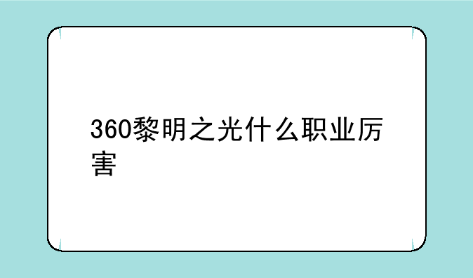360黎明之光什么职业厉害
