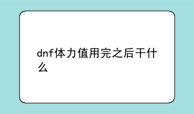 dnf体力值用完之后干什么