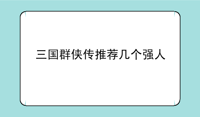 三国群侠传推荐几个强人
