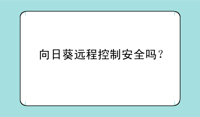 向日葵远程控制安全吗？