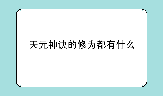 天元神诀的修为都有什么