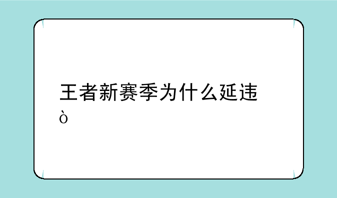 王者新赛季为什么延迟？