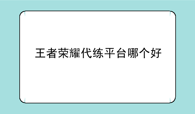 王者荣耀代练平台哪个好