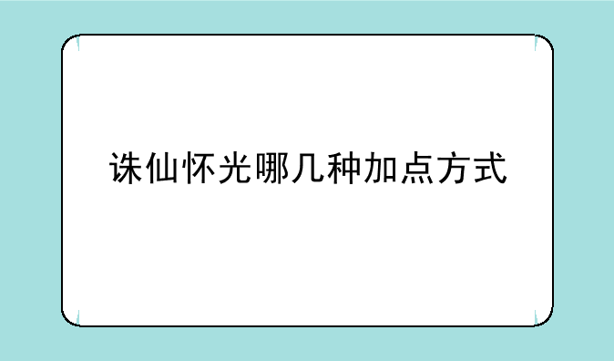 诛仙怀光哪几种加点方式