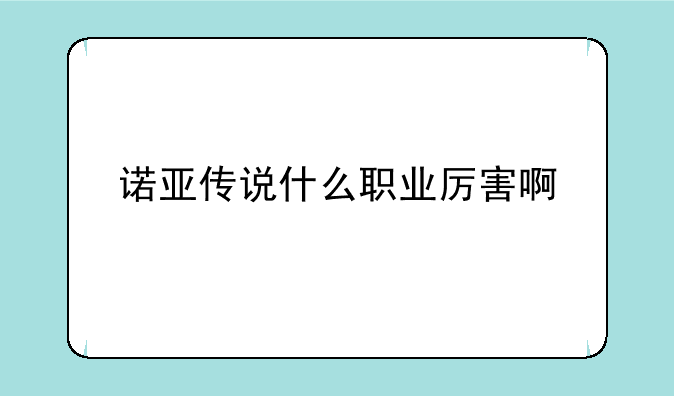 诺亚传说什么职业厉害啊