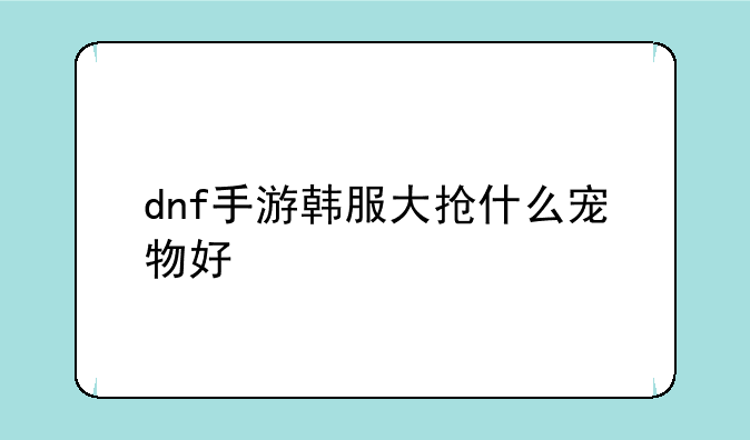 dnf手游韩服大抢什么宠物好