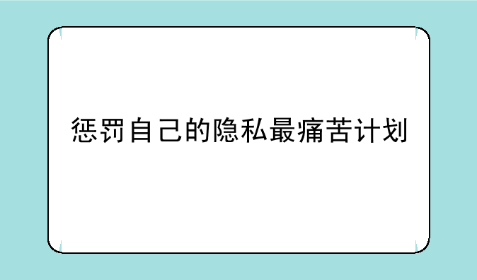 惩罚自己的隐私最痛苦计划