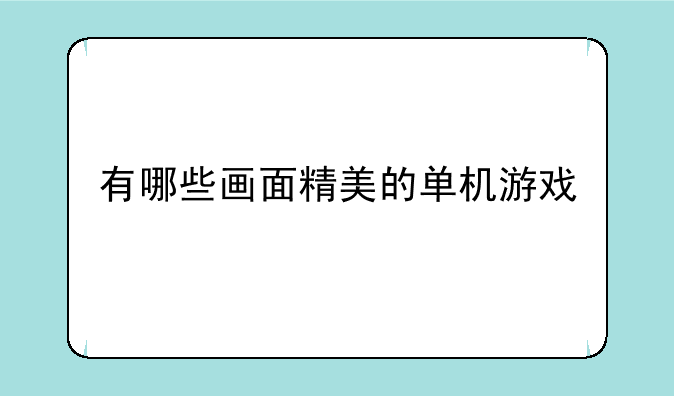 有哪些画面精美的单机游戏