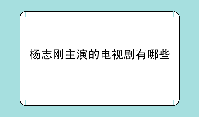 杨志刚主演的电视剧有哪些