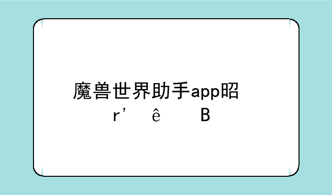 魔兽世界助手app是没有了吗