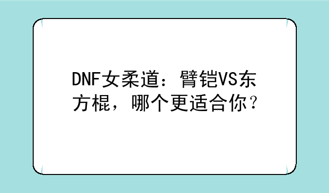 DNF女柔道：臂铠VS东方棍，哪个更适合你？
