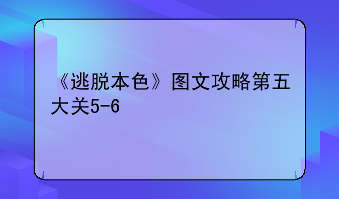 《逃脱本色》图文攻略第五大关5-6