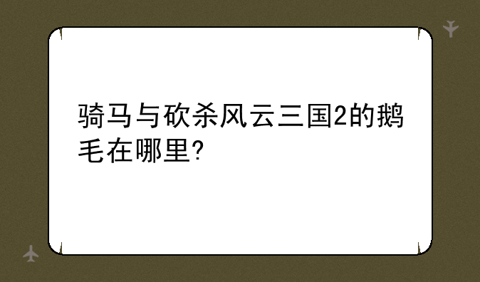 骑马与砍杀风云三国2的鹅毛在哪里?