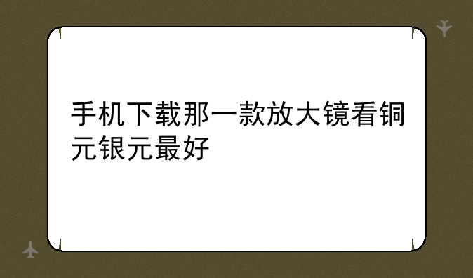 手机下载那一款放大镜看铜元银元最好