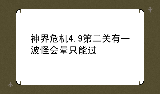 神界危机4.9第二关有一波怪会晕只能过