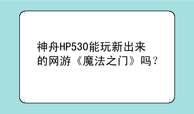 神舟HP530能玩新出来的网游《魔法之门》吗？