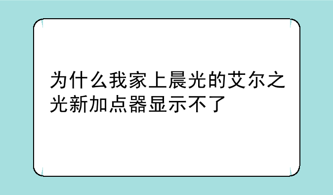 为什么我家上晨光的艾尔之光新加点器显示不了