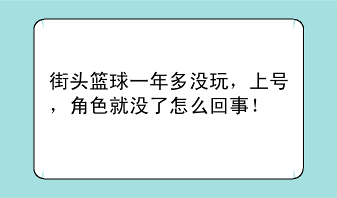 街头篮球一年多没玩，上号，角色就没了怎么回事！