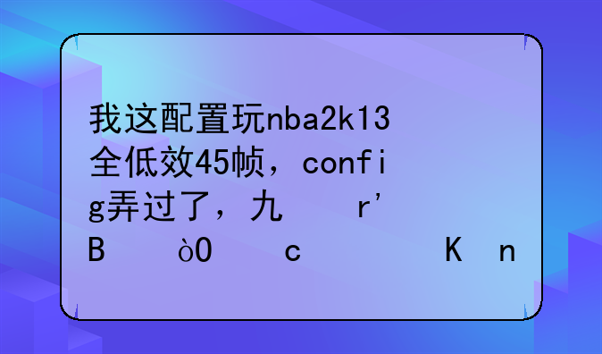 我这配置玩nba2k13全低效45帧，config弄过了，也有清理缓存软件，还有什么方法可以优化？