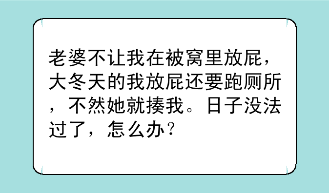 老婆不让我在被窝里放屁，大冬天的我放屁还要跑厕所，不然她就揍我。日子没法过了，怎么办？