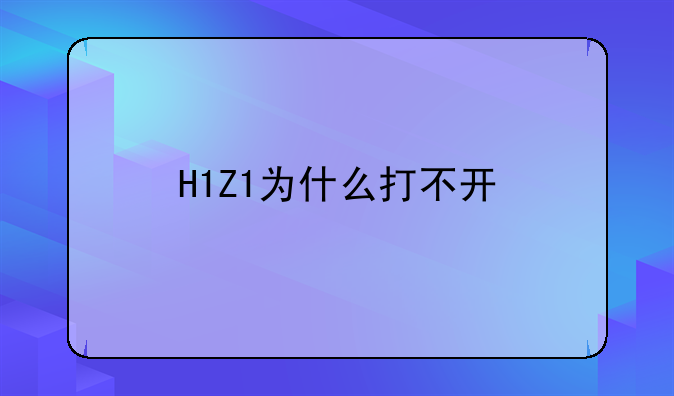 H1Z1为什么打不开