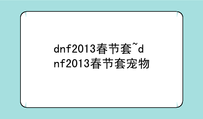 dnf2013春节套~dnf2013春节套宠物