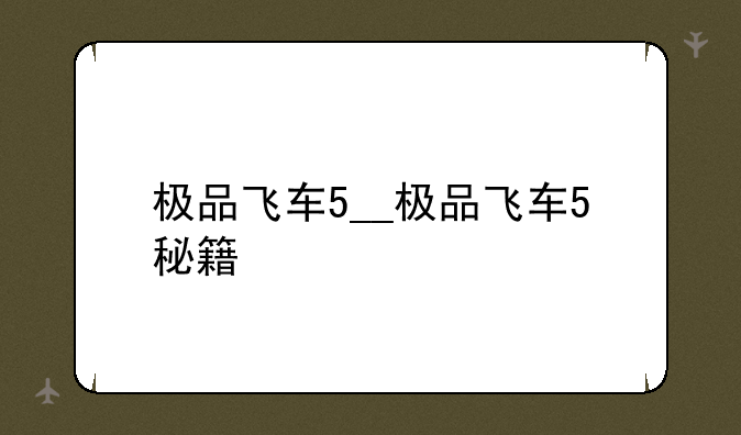 极品飞车5__极品飞车5秘籍