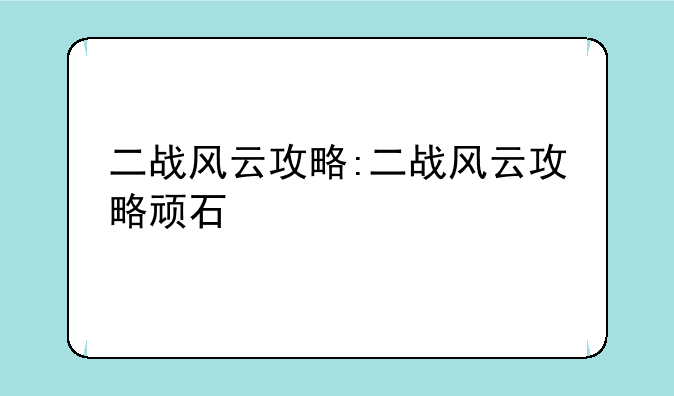 二战风云攻略:二战风云攻略顽石