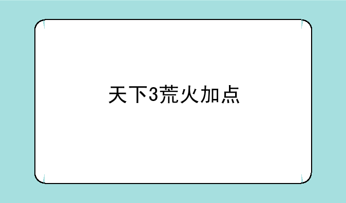 天下3荒火加点