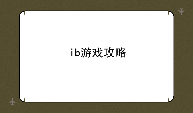 ib游戏攻略